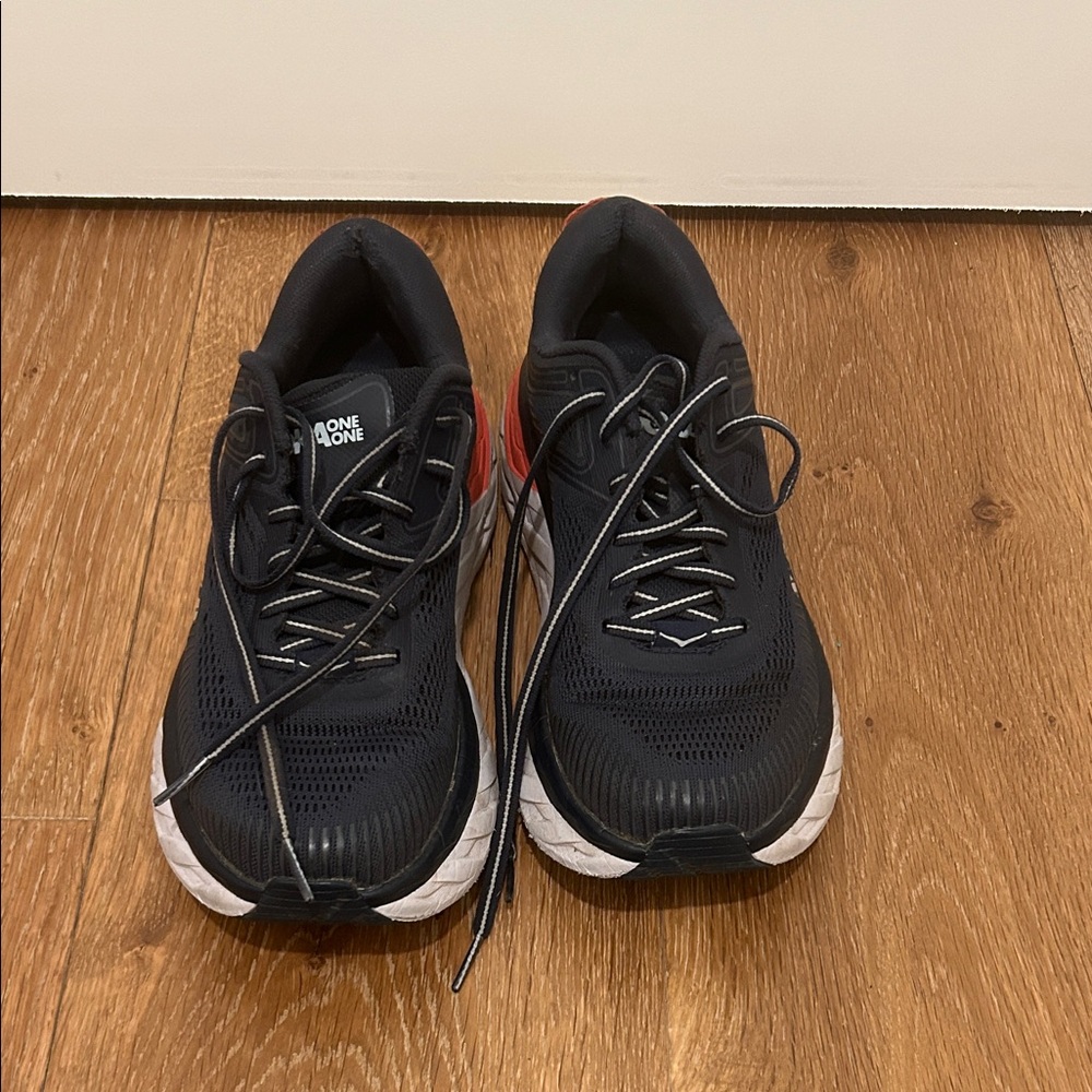 Hoka One One Black and White Athletic Shoes